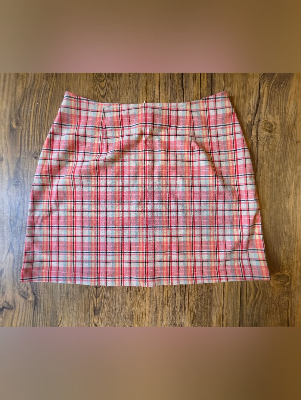 WO SZ 6 Pink Plaid Pleated Mini Skirt Y2K Preppy Tartan A-Line